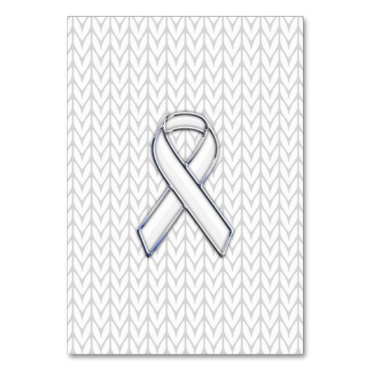 Chroom on White Knit Ribbon Awareness Print Kaart (Voorkant)