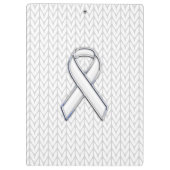 Chroom on White Knit Ribbon Awareness Print Klembord (Achterkant)