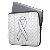 Chroom on White Knit Ribbon Awareness Print Laptop Sleeve (Voorkant Links)