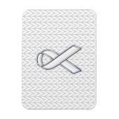 Chroom on White Knit Ribbon Awareness Print Magneet (Verticaal)