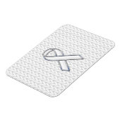Chroom on White Knit Ribbon Awareness Print Magneet (Linkerzijde)