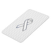 Chroom on White Knit Ribbon Awareness Print Magneet (Linkerzijde)