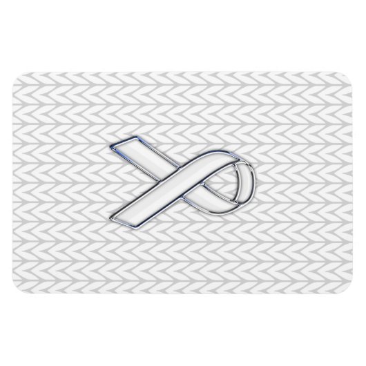 Chroom on White Knit Ribbon Awareness Print Magneet (Horizontaal)