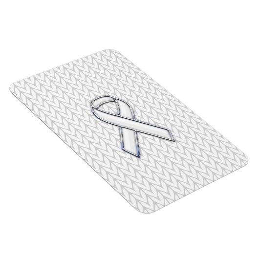 Chroom on White Knit Ribbon Awareness Print Magneet (Rechterzijde)