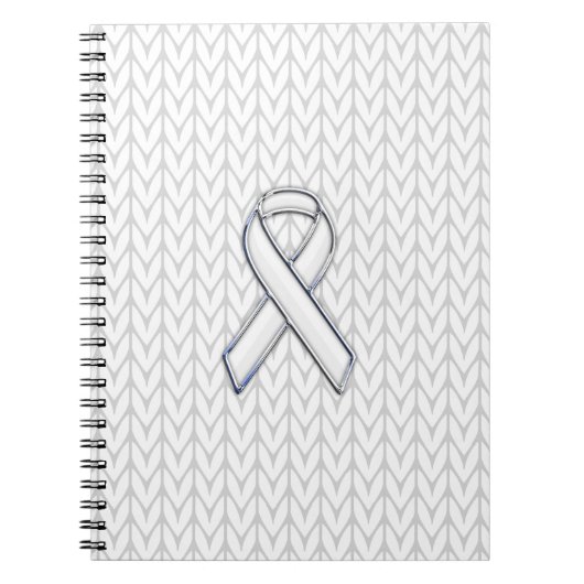 Chroom on White Knit Ribbon Awareness Print Notitieboek (Voorkant)
