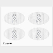 Chroom on White Knit Ribbon Awareness Print Ovale Sticker (Vel)