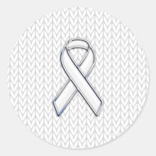 Chroom on White Knit Ribbon Awareness Print Ronde Sticker