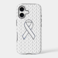 Chroom on White Knitting Ribbon Awareness Print