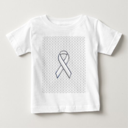 Chroom on White Knitting Ribbon Awareness Print (Voorkant)