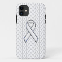 Chroom on White Knitting Ribbon Awareness Print