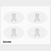 Chroom on White Knitting Ribbon Awareness Print Ovale Sticker (Vel)
