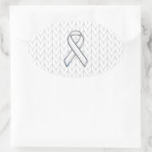 Chroom on White Knitting Ribbon Awareness Print Ovale Sticker (Tas)