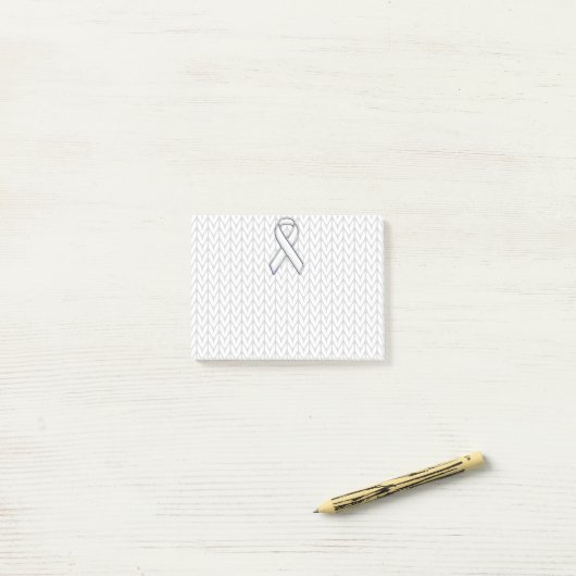 Chroom on White Knitting Ribbon Awareness Print Post-it® Notes (Op bureau)