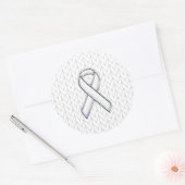 Chroom on White Knitting Ribbon Awareness Print Ronde Sticker (Envelop)