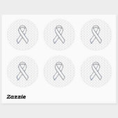 Chroom on White Knitting Ribbon Awareness Print Ronde Sticker (Vel)