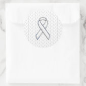 Chroom on White Knitting Ribbon Awareness Print Ronde Sticker (Tas)