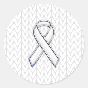 Chroom on White Knitting Ribbon Awareness Print Ronde Sticker