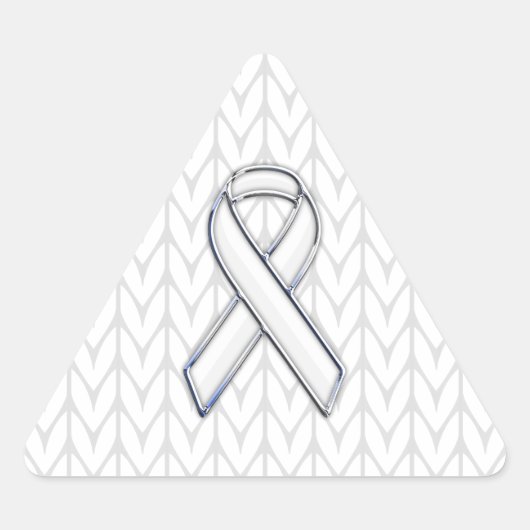 Chroom on White Knitting Ribbon Awareness Print Sticker (Voorkant)