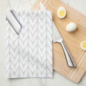 Chroom on White Knitting Ribbon Awareness Print Theedoek (Quarter Fold)