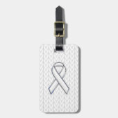 Chroom op Witte Brei lint Awareness Print Bagagelabel (Voorkant verticaal)