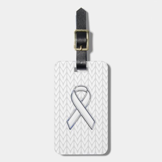 Chroom op Witte Brei lint Awareness Print Bagagelabel (Voorkant verticaal)