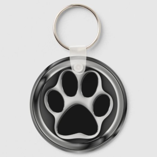 CHROOM PAW PRINT SLEUTELHANGER (Voorkant)