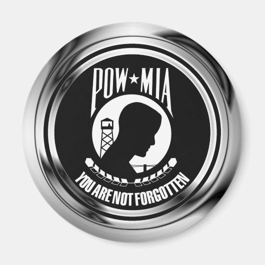 CHROOM POW MIA MAGNEET (Voorkant)