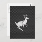 Chroom Running Deer on Carbon Fiber Decor Briefkaart (Voorkant / Achterkant)