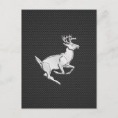 Chroom Running Deer on Carbon Fiber Decor Briefkaart (Voorkant)