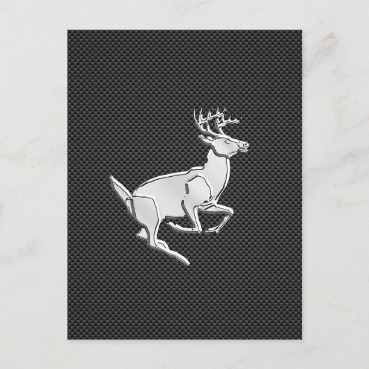 Chroom Running Deer on Carbon Fiber Decor Briefkaart (Voorkant)