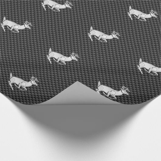 Chroom Running Deer on Carbon Fiber Decor Cadeaupapier (Hoek)