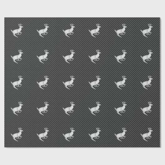 Chroom Running Deer on Carbon Fiber Decor Cadeaupapier (Vlak)