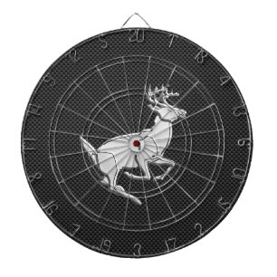 Chroom Running Deer on Carbon Fiber Decor Dartbord