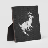Chroom Running Deer on Carbon Fiber Decor Fotoplaat (Voorkant)