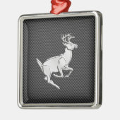 Chroom Running Deer on Carbon Fiber Decor Metalen Ornament (Links)