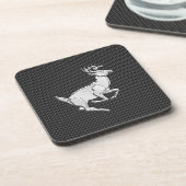 Chroom Running Deer on Carbon Fiber Decor Onderzetter (Linkerzijde)