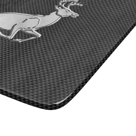 Chroom Running Deer on Carbon Fiber Decor Snijplank (Hoek)