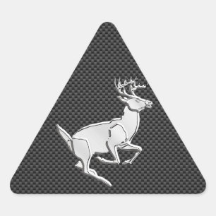 Chroom Running Deer on Carbon Fiber Decor Sticker