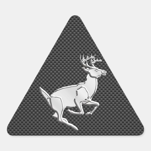 Chroom Running Deer on Carbon Fiber Decor Sticker (Voorkant)