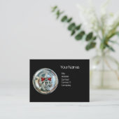 CHROOM SKULL BLACK EN RODE RUBY MONOGRAM VISITEKAARTJE (Staand voorkant)