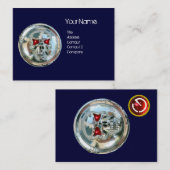 CHROOM SKULL BLAUW EN RODE RUBY MONOGRAM VISITEKAARTJE (Voorkant / Achterkant)