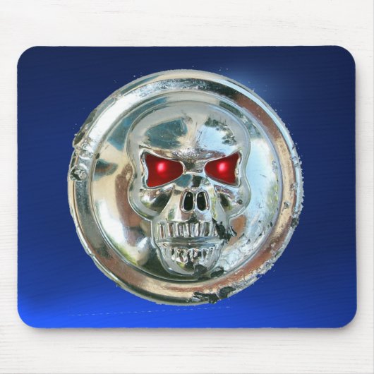 CHROOM SKULL , Blauwe saffier Muismat (Voorkant)