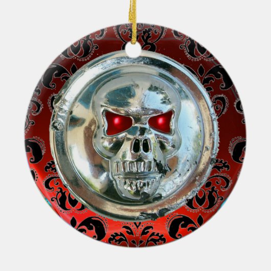 CHROOM SKULL DAMASK DEUR HANGER KERAMISCH ORNAMENT (Achterkant)