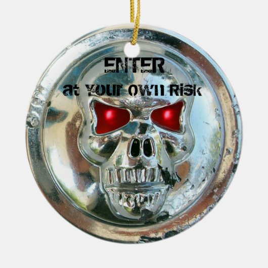 CHROOM SKULL DAMASK DEUR HANGER KERAMISCH ORNAMENT (Voorkant)