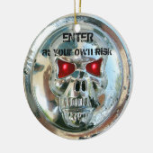 CHROOM SKULL DAMASK DEUR HANGER KERAMISCH ORNAMENT (Links)