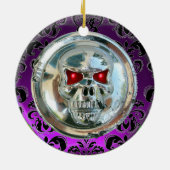 CHROOM SKULL DAMASK/PIRATES TREASURE MAP KERAMISCH ORNAMENT (Achterkant)