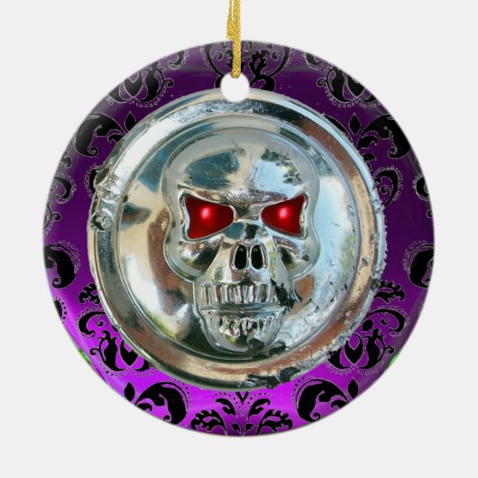 CHROOM SKULL DAMASK/PIRATES TREASURE MAP KERAMISCH ORNAMENT (Achterkant)