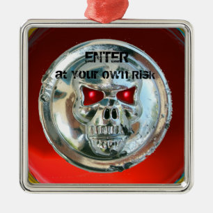 CHROOM SKULL DEUR HANGER METALEN ORNAMENT