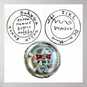 CHROOM SKULL EN ANTIEK PIRATEN BEHANDELINGSKAART POSTER