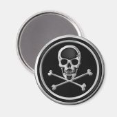 CHROOM SKULL EN ROSSBONEN MAGNEET (Voorkant / Achterkant)